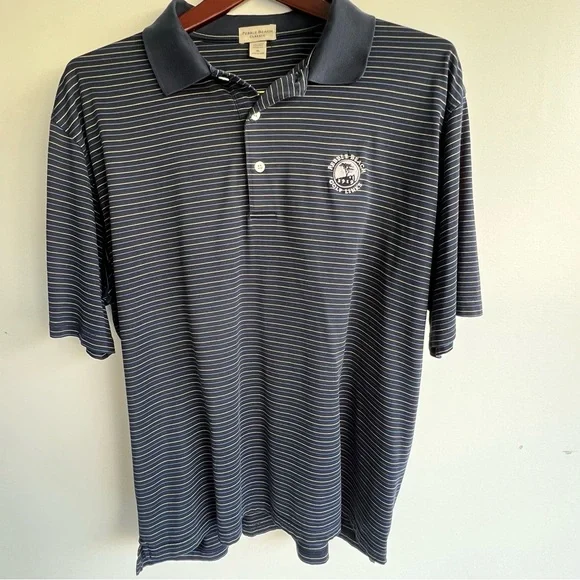 Pebble Beach Golf Links Polo Shirt XL Blue Striped Cotton Classic Golf Logo - Picture 3 of 11